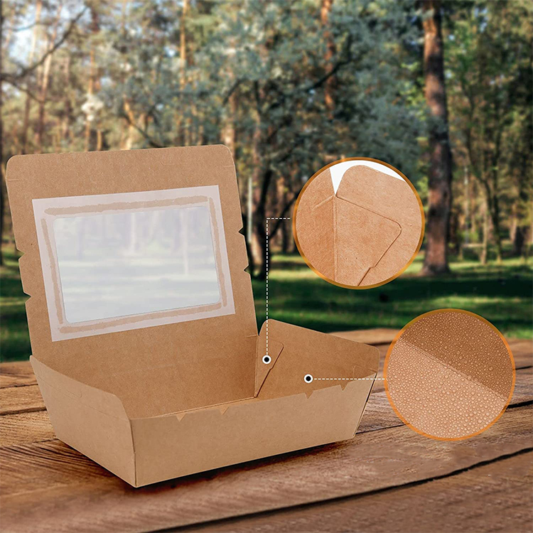 Kraft Paper Food Box With Window (17*13.4*4.8cm/900ml)