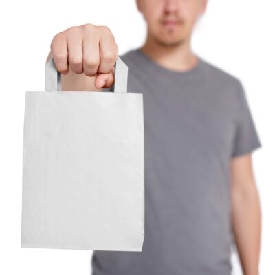 White Kraft Flat Handle Paper Bag