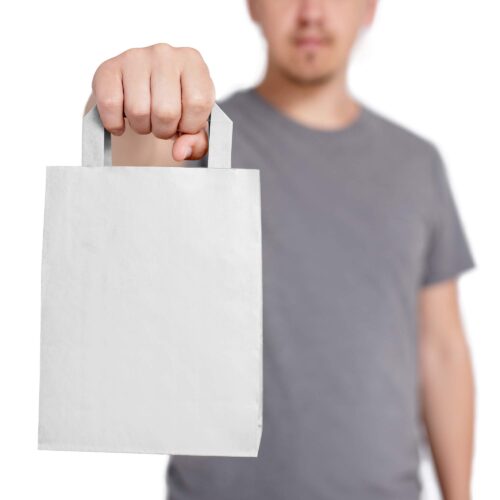 White Kraft Flat Handle Paper Bag