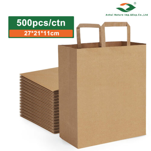 Kraft Flat Handle Paper Bag (27*21*11cm)