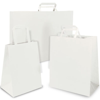 White Kraft Flat Handle Paper Bag