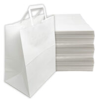 White Kraft Flat Handle Paper Bag
