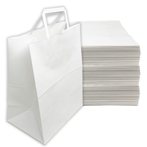 White Kraft Flat Handle Paper Bag