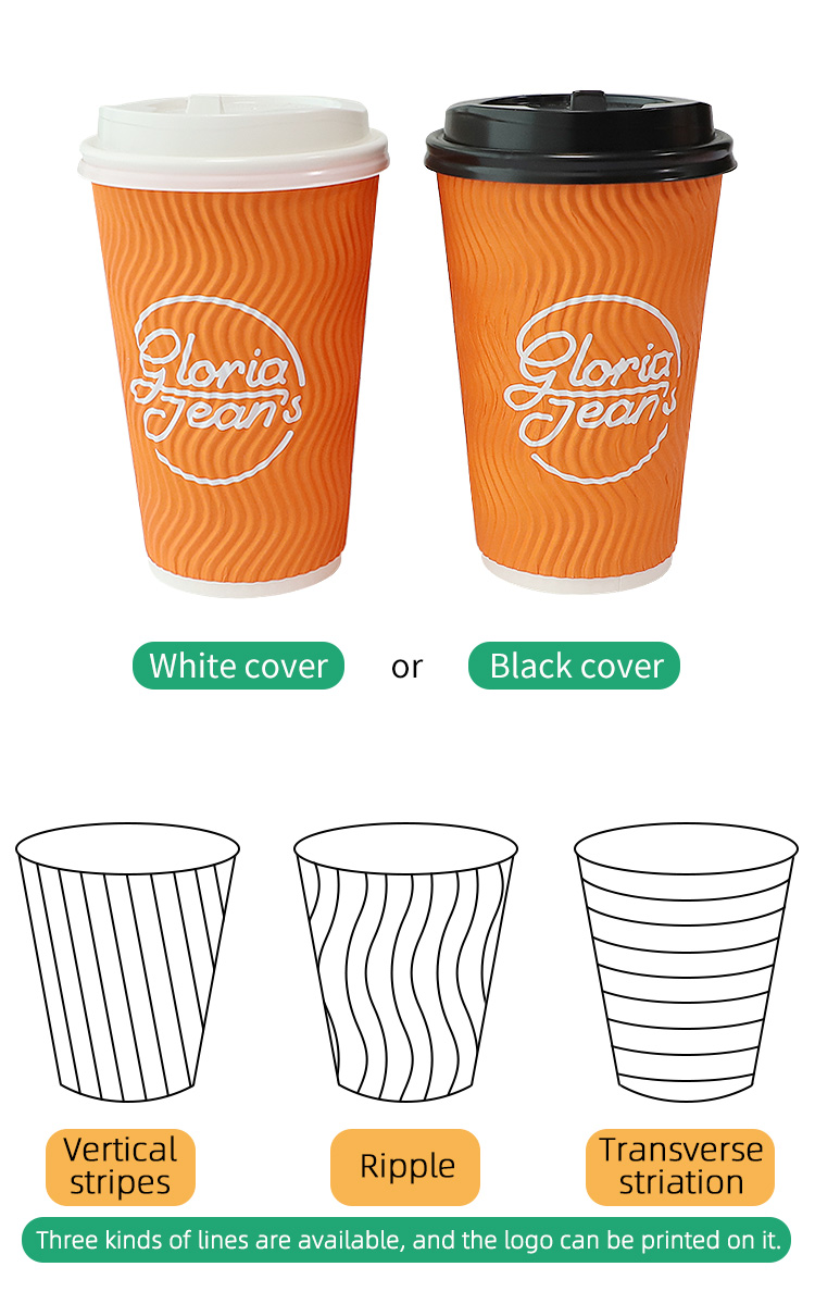 12OZ Ripple Wall Paper Coffee Cup Custom Logo