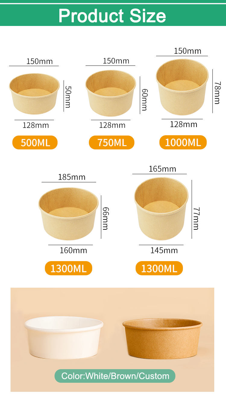 17 OZ Wholesale Salad Bowls Kraft Paper Bowl