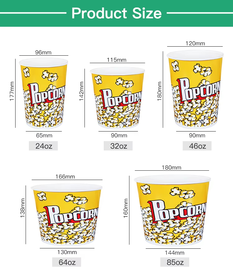 Customized Popcorn Buckets Food Grade Paper Popcorn Cup