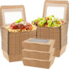 Disposable Kraft Paper Food Box with Window 1200ML (2) Disposable Kraft Paper Food Box with Window 1200ML
