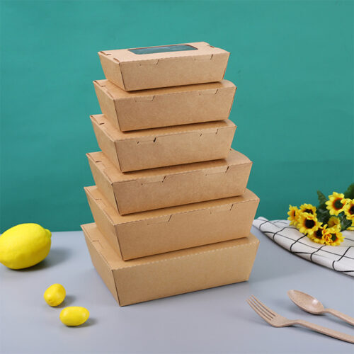 Disposable Kraft Paper Food Box with Window 1200ML (3) Disposable Kraft Paper Food Box with Window 1200ML