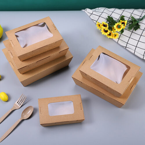 Kraft Paper Food Box With Window For Salad