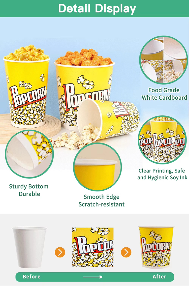 Manufacturer OEM Custom Printed Popcorn Paper Bucket
