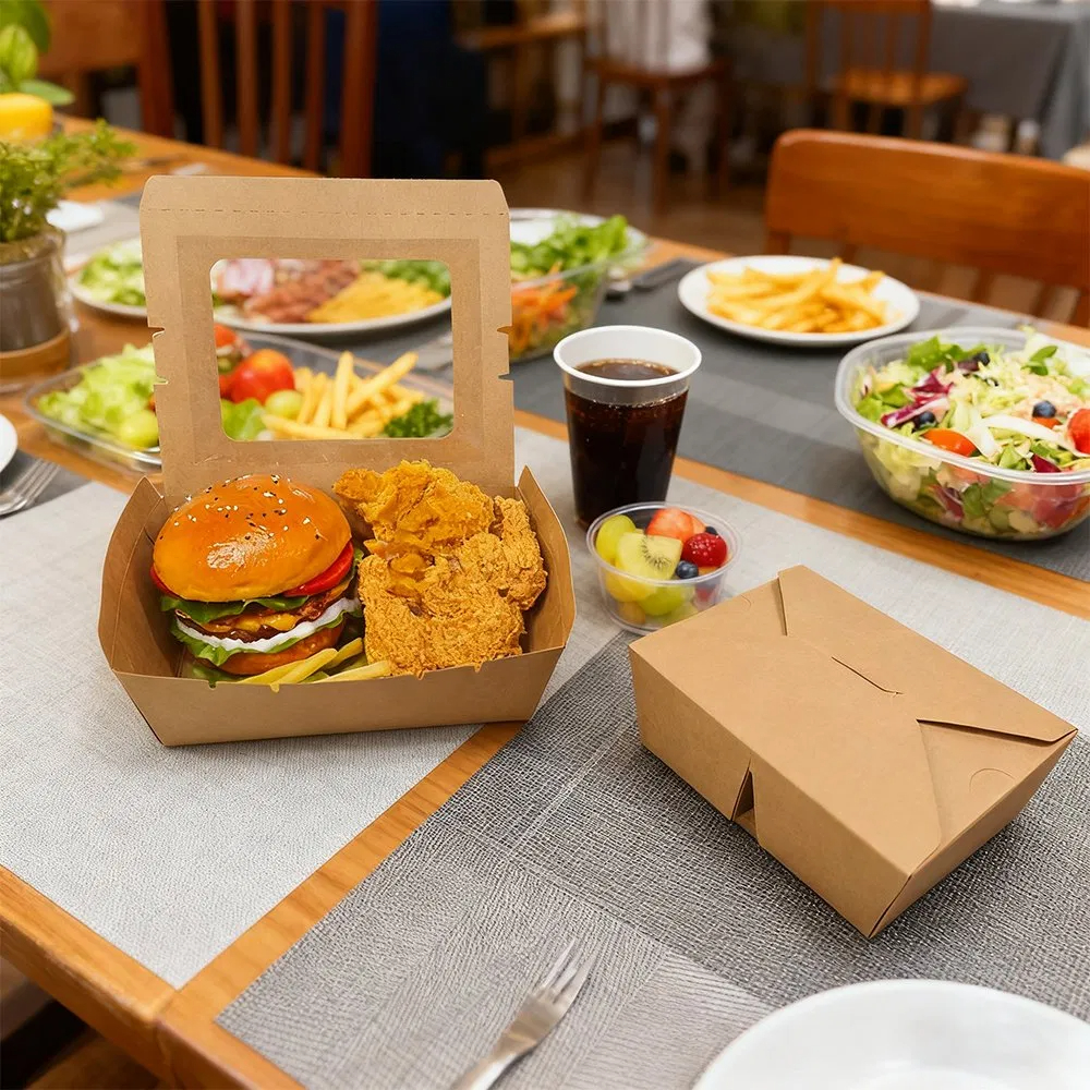 Sandwich Food Kraft Paper Boxes with Window (1) Food Kraft Paper Boxes
