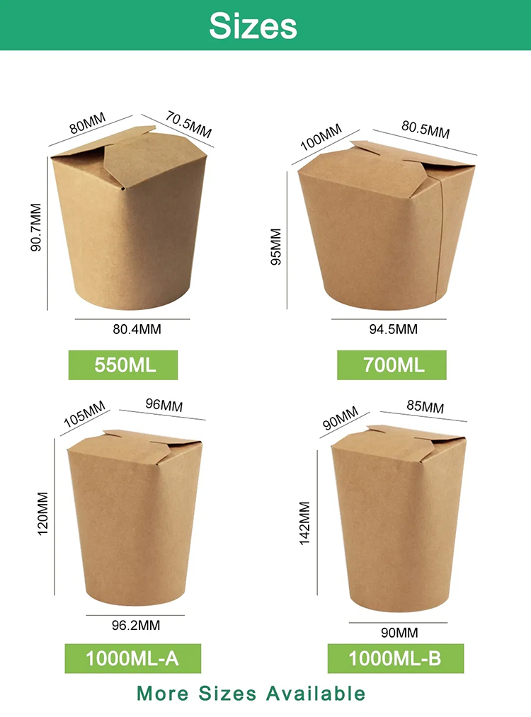 Take Away 700ml Kraft Paper Noodle Box