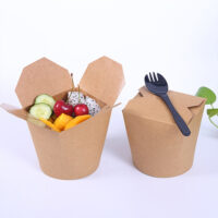 Takeaway Kraft Paper Rice Noodle Box Biodegradable (2) Takeaway Kraft Paper Rice Noodle Box Biodegradable
