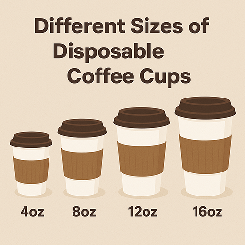 What are the different sizes of disposable coffee cups