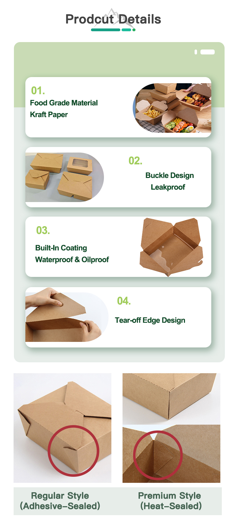 Wholesale 1080ml Take Out Kraft Paper Packaging Box