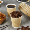 12oz Brown Paper Cup With Ripple Wrap