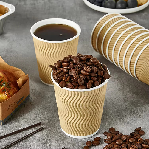 12oz Brown Paper Cup With Ripple Wrap