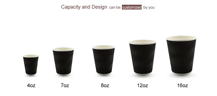 12oz Brown Paper Cup With Ripple Wrap