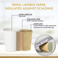 12oz Brown Paper Cup With Ripple Wrap