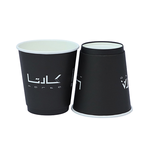 8oz Double Wall Paper Cup White and Black