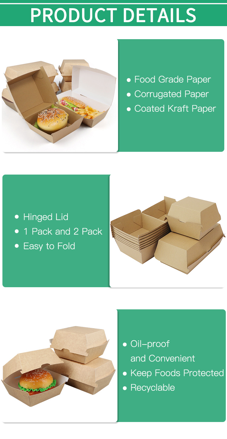 Custom Disposable Take Away Paper Burger Packaging Box