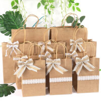 Take Away Food Packaging Brown Craft Paper Bag For Christmas
