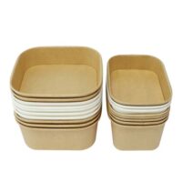 1000ml Kraft Rectangle Paper Salad Bowl 1000ml Kraft Rectangle Paper Salad Bowl