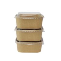 1000ml Kraft Rectangle Paper Salad Bowl 1000ml Kraft Rectangle Paper Salad Bowl