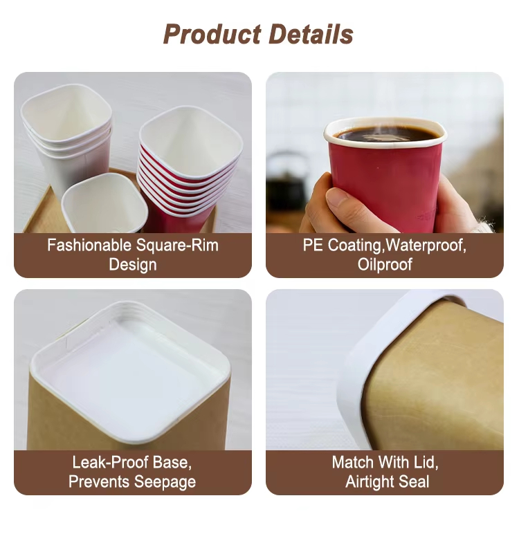 12oz Square Kraft Paper Cups