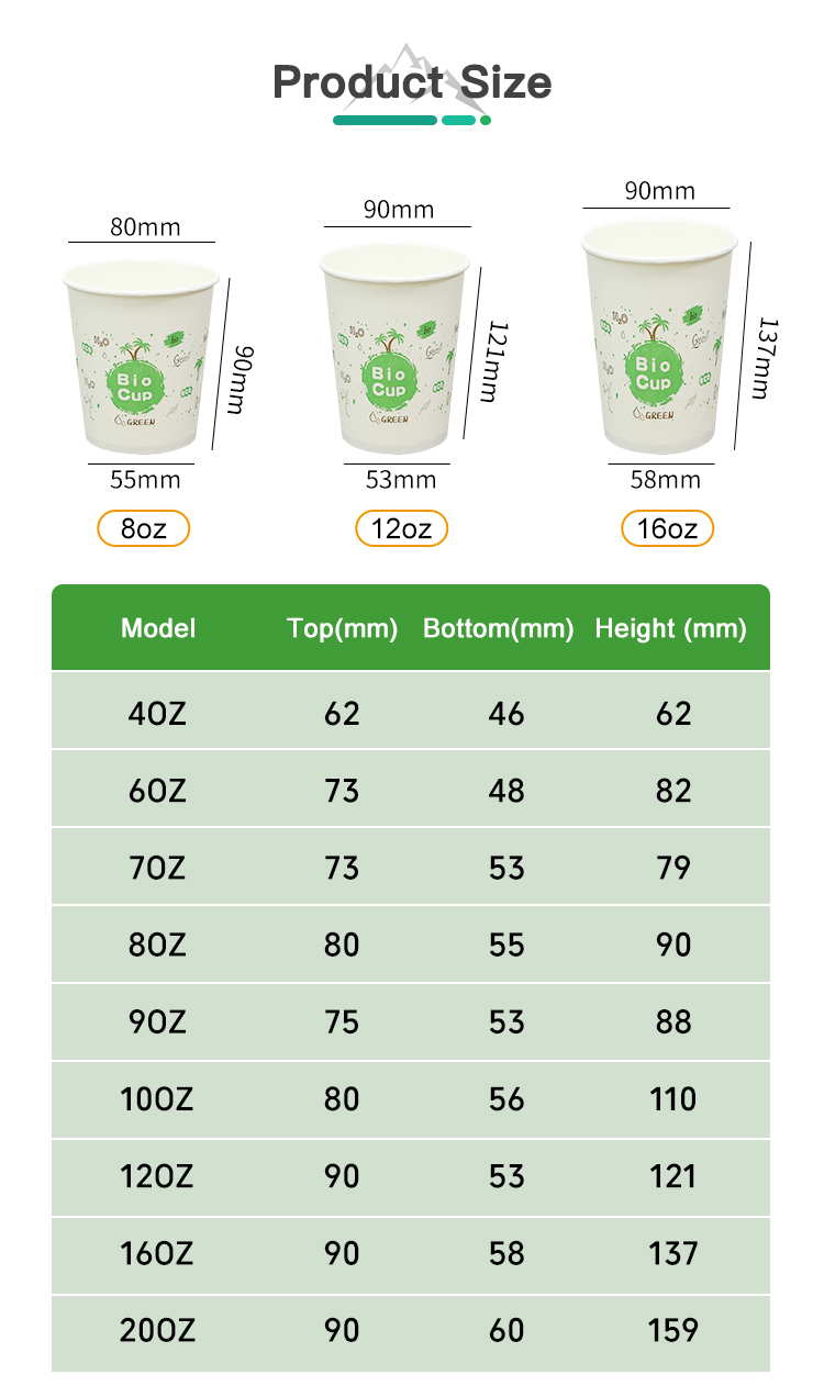 8oz Aqueous Coating Paper Cups