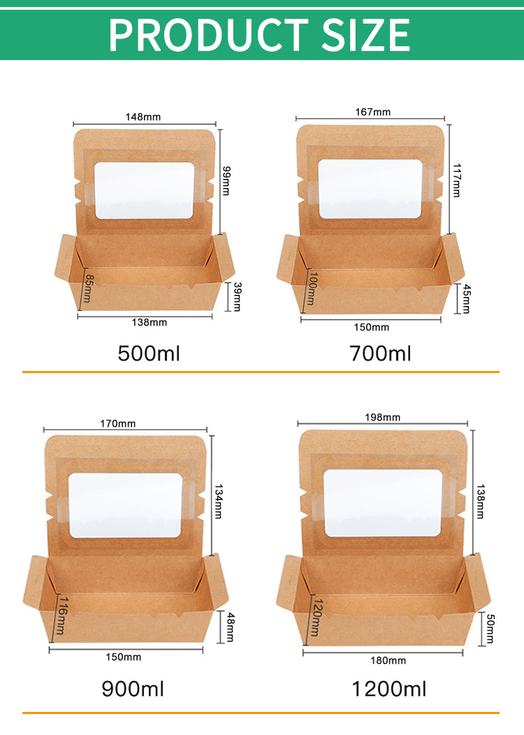 900ml Paper Food Box with Window