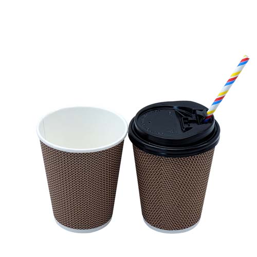 Disposable 10oz Ripple Wall Paper Coffee Cups