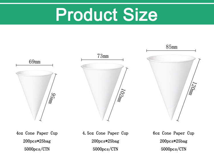 Disposable 6oz Cone Paper Cups