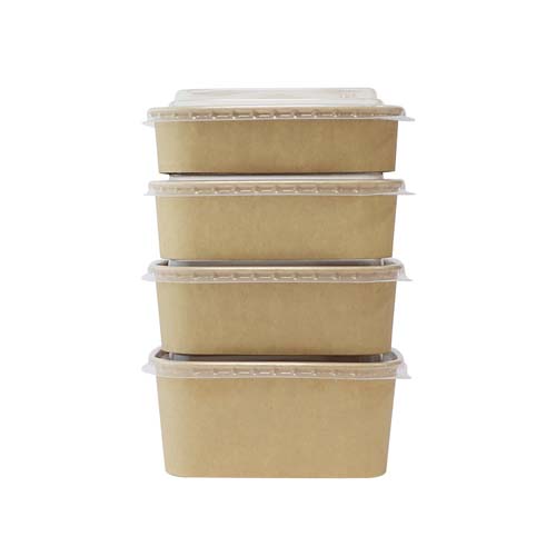 Kraft Paper Salad Bowls Rectangle 500ml