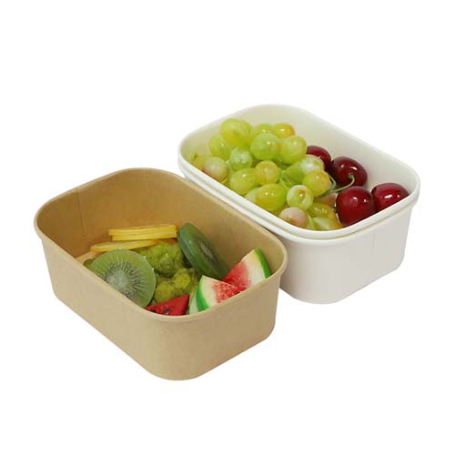 Kraft Paper Salad Bowls Rectangle 500ml