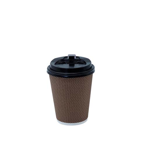 Kraft Ripple Wall Paper Cups with Lid