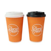 Kraft Ripple Wall Paper Cups with Lid