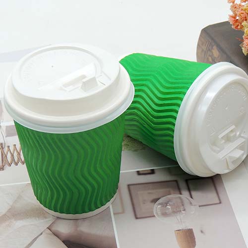 Kraft Ripple Wall Paper Cups with Lid