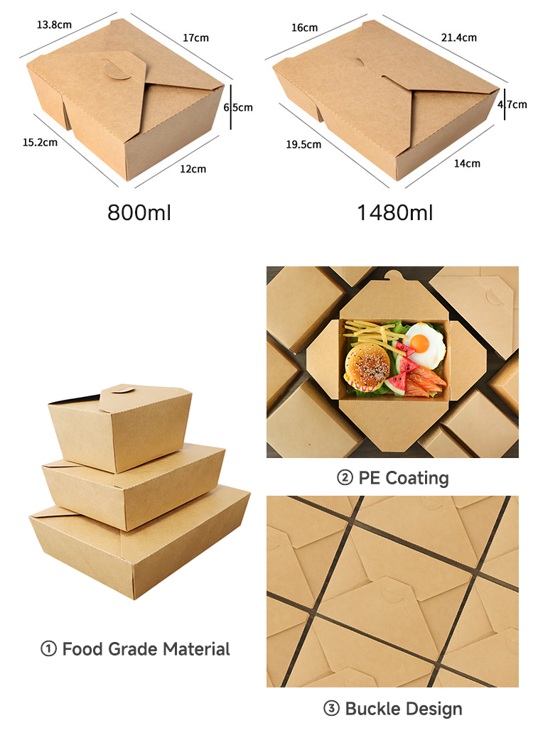 1400ml Kraft Paper Lunch Box