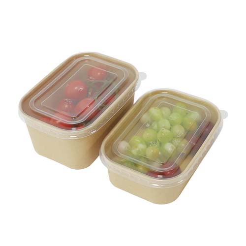 750ml Kraft Rectangle Bowl with Lid
