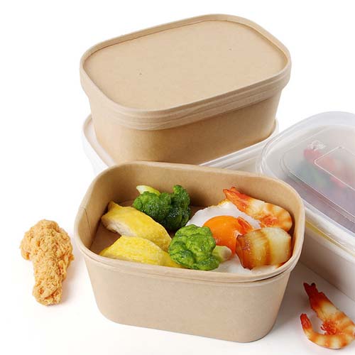 750ml Kraft Rectangle Bowl with Lid