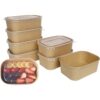 750ml Kraft Rectangle Bowl with Lid