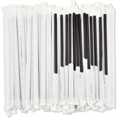 Black & White Paper Drinking Straws