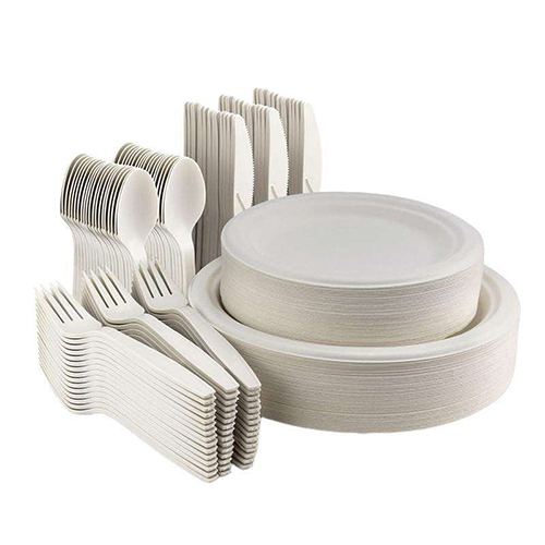 Disposable Cornstarch Plate Bowl Cutlery Set