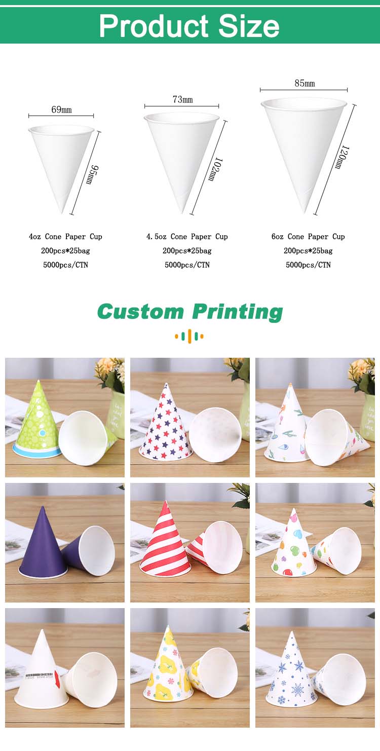 4OZ White Cone Paper Cups