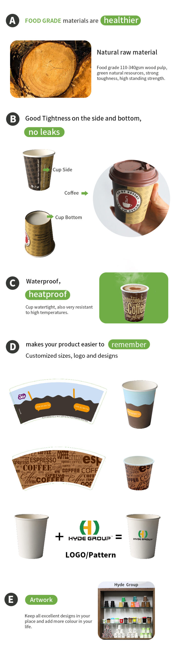 Paper Cups with Sleeves & Lid
