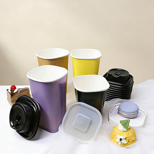 Square Shape Paper Cup with Lids Square Shape Paper Cup with Lids