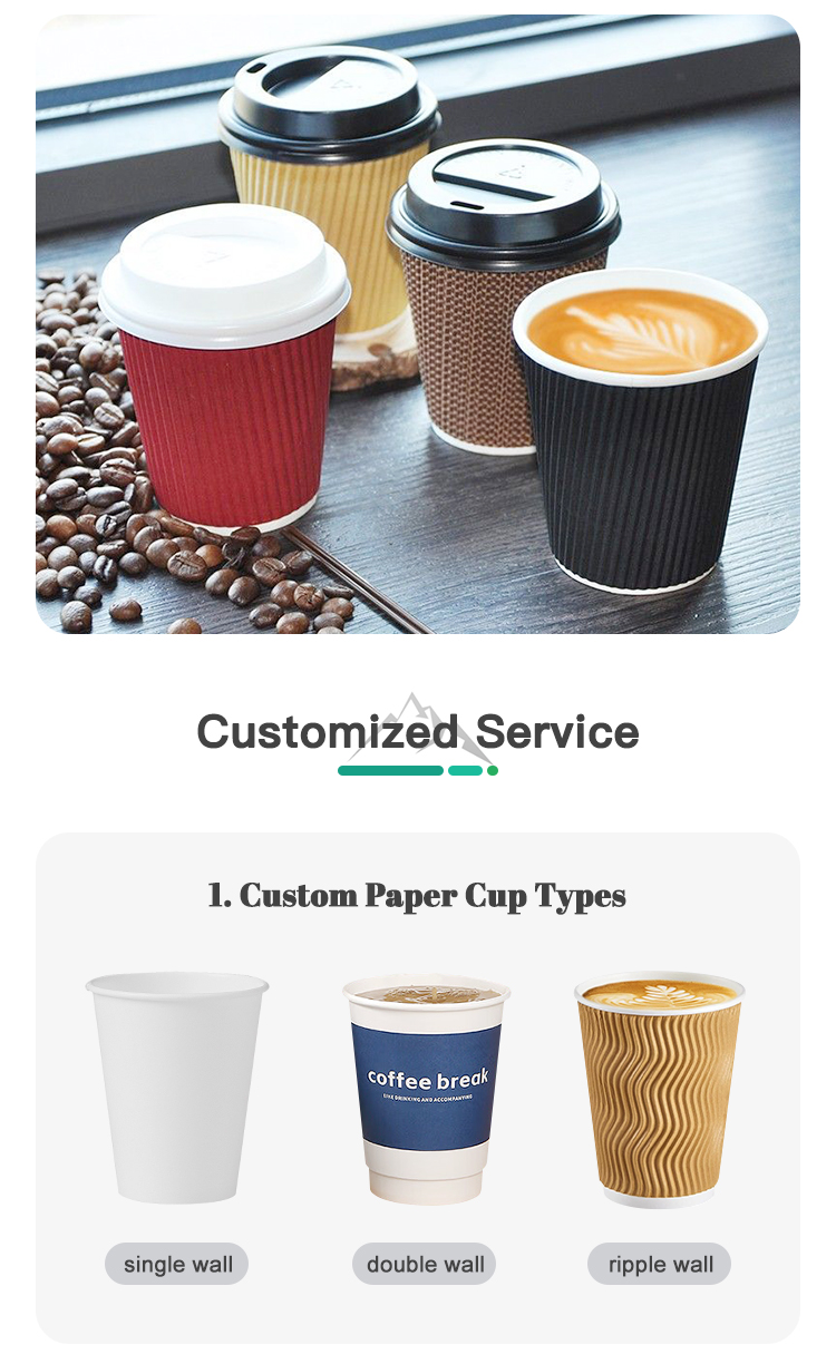 Water-Based Lined Paper Cups Multiple Sizes