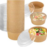 Kraft Paper Salad Bowls with PET Lid Kraft Paper Salad Bowls with PET Lid