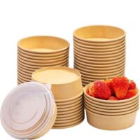 Kraft Paper Salad Bowls with PET Lid Kraft Paper Salad Bowls with PET Lid